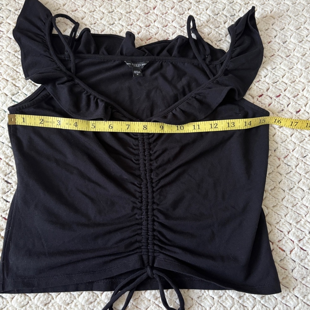 🖤Guess Black Ruched Ruffled Top - Size M 🖤 - Picture 3 of 9